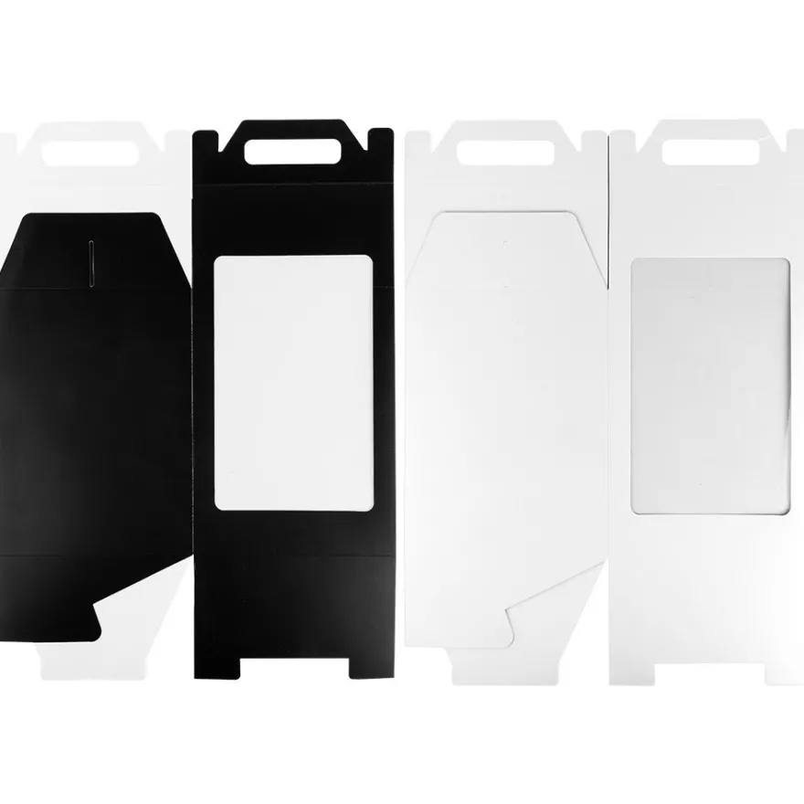 Geschenkboxen mit Folien-Sichtfenster, 31cm x 19cm x 19cm, 360g/m², 1x weiß, 1x schwarz, 2 Stück