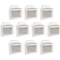 Geschenkboxen mit Sichtfenster, Design 2, 10cm x 14cm x 13cm, 250 g/m², weiß, 10 Stück