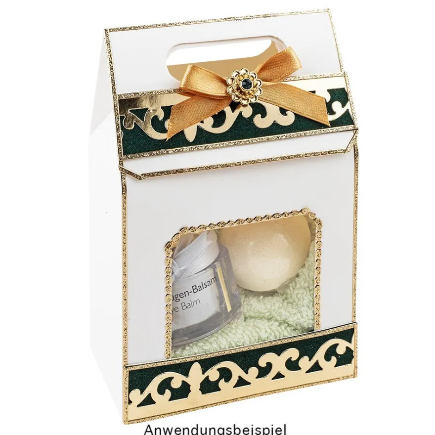 Geschenkboxen mit Sichtfenster, Design 3, 15cm x 5,5cm x 9,5cm, 250 g/m², weiß, 10 Stück