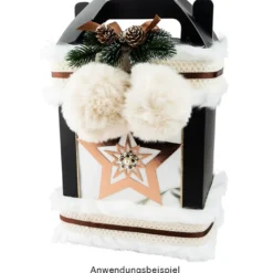 Geschenkboxen mit Sichtfenster, Design 1, 18cm x 13cm x 30cm, 350 g/m², schwarz, 5 Stück