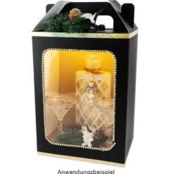 Geschenkboxen mit Sichtfenster, Design 1, 18cm x 13cm x 30cm, 350 g/m², schwarz, 5 Stück