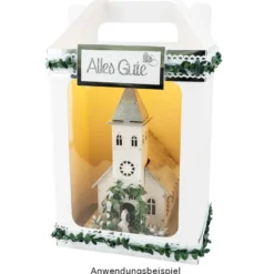 Geschenkboxen mit Sichtfenster, Design 1, 18cm x 13cm x 30cm, 350 g/m², weiß, 5 Stück