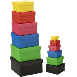 Geschenkboxen, quadratisch, 12 Größen, 6 Farben, 12-teilig