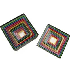 Geschenkboxen, quadratisch, 12 Größen, 6 Farben, 12-teilig