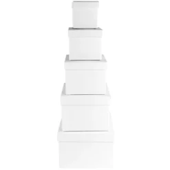 Geschenkboxen, quadratisch, verschiedene Größen, weiß, 5 Stück