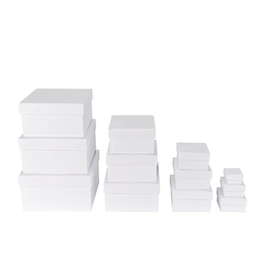 Geschenkboxen, quadratisch, 12 verschiedene Größen, weiß, 12 Stück