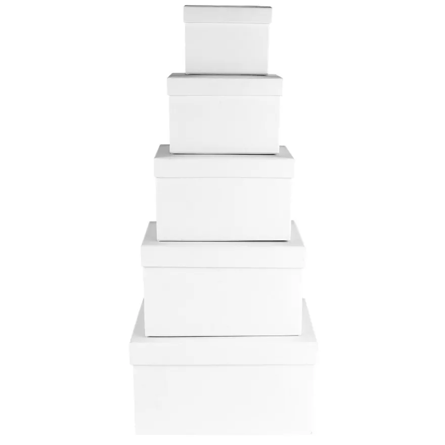 Geschenkboxen, rechteckig, verschiedene Größen, weiß, 5 Stück