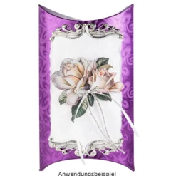 Geschenkbox, Kissen-Form, 22x13x4,5cm, folienkaschiert, violett