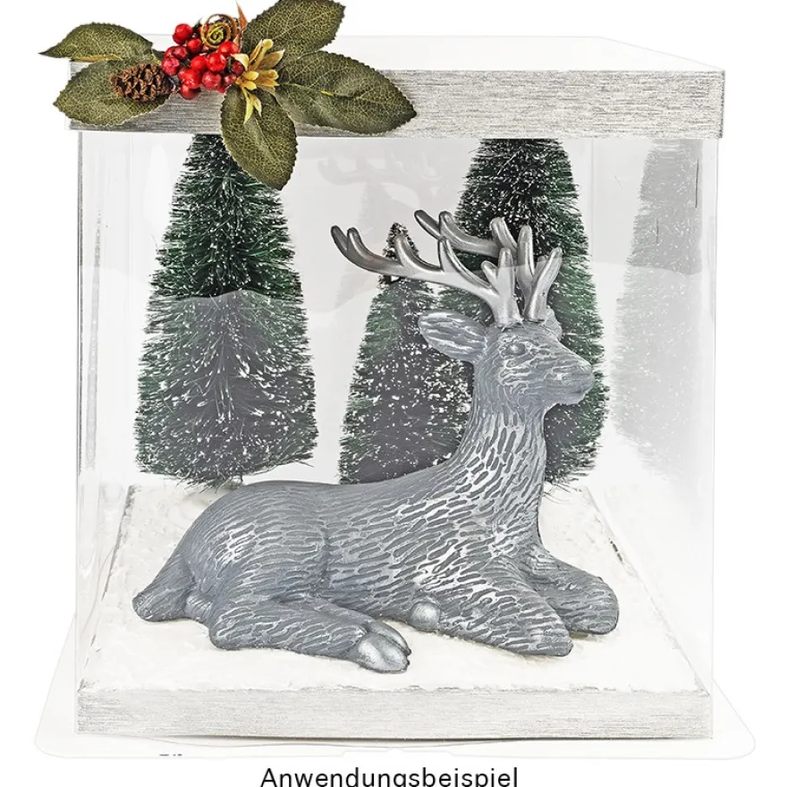 Geschenk-Box, transparent, Boden & Deckel aus weißem Karton, 24cm x 24cm x 24cm