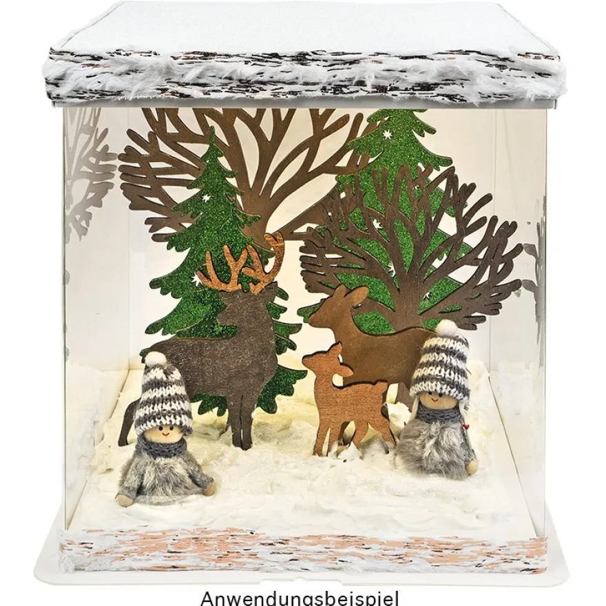 Geschenk-Box, transparent, Boden & Deckel aus weißem Karton, 24cm x 24cm x 24cm