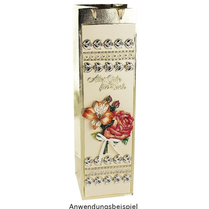 Geschenktaschen, 36cm x 10,5cm x 10,5cm, lackierte Oberfläche, gold, 10 Stück