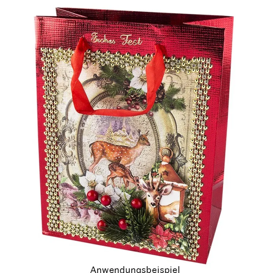 Geschenktaschen, 23cm x 18cm x 10cm, rot, 3 Stück