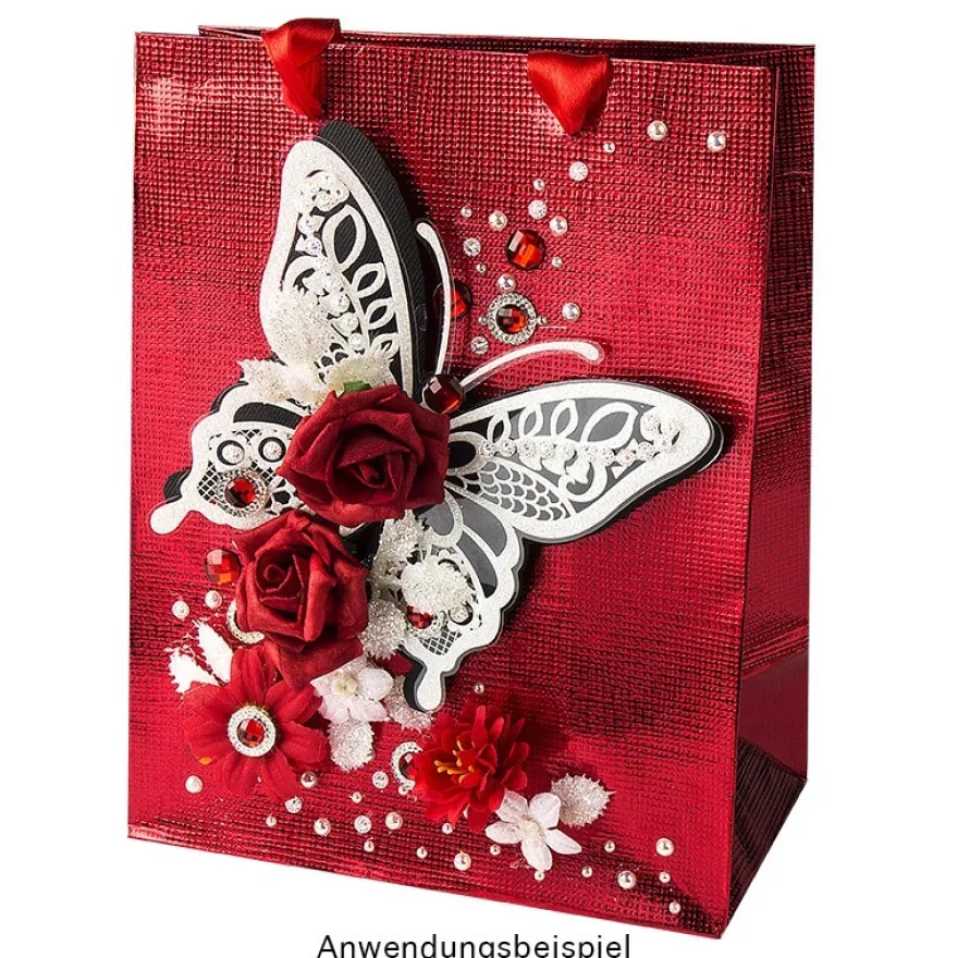 Geschenktaschen, 23cm x 18cm x 10cm, rot, 3 Stück