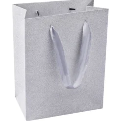 Geschenktaschen, 23cm x 18cm x 10cm, silber, 3 Stück