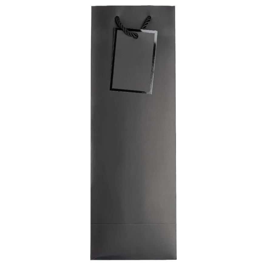 Geschenktaschen für Flaschen, 36cm x 12cm x 10cm, 230g/m², matt-schwarz, 10 Stück