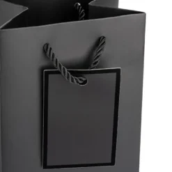 Geschenktaschen für Flaschen, 36cm x 12cm x 10cm, 230g/m², matt-schwarz, 10 Stück