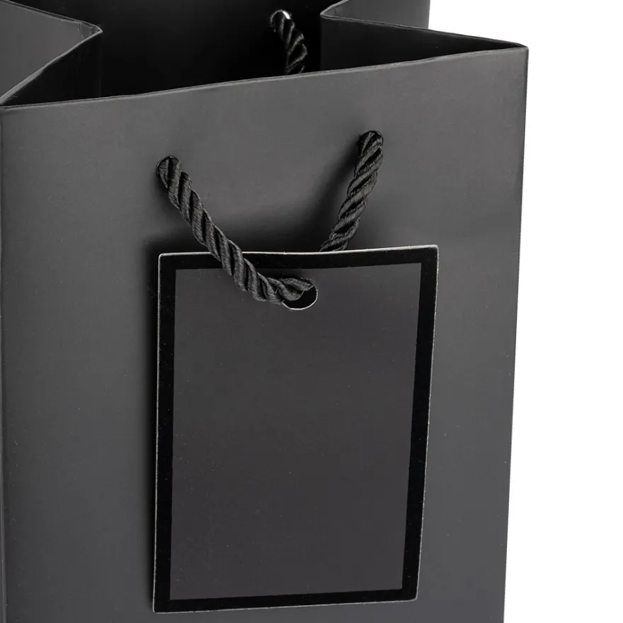 Geschenktaschen für Flaschen, 36cm x 12cm x 10cm, 230g/m², matt-schwarz, 10 Stück