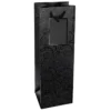 Geschenktaschen für Flaschen, 36cm x 12cm x 10cm, 230g/m², Lack-Ornamentik, matt-schwarz, 10 Stück