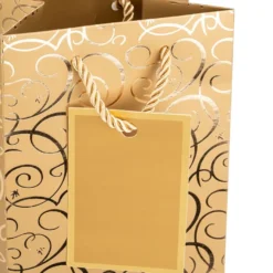 Geschenktaschen für Flaschen, 36cm x 12cm x 10cm, 230g/m², 4 versch. Designs und Farben, 10 Stück