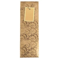 Geschenktaschen für Flaschen, 36cm x 12cm x 10cm, 230g/m², Spiegel-Ornamentik, gold, 10 Stück