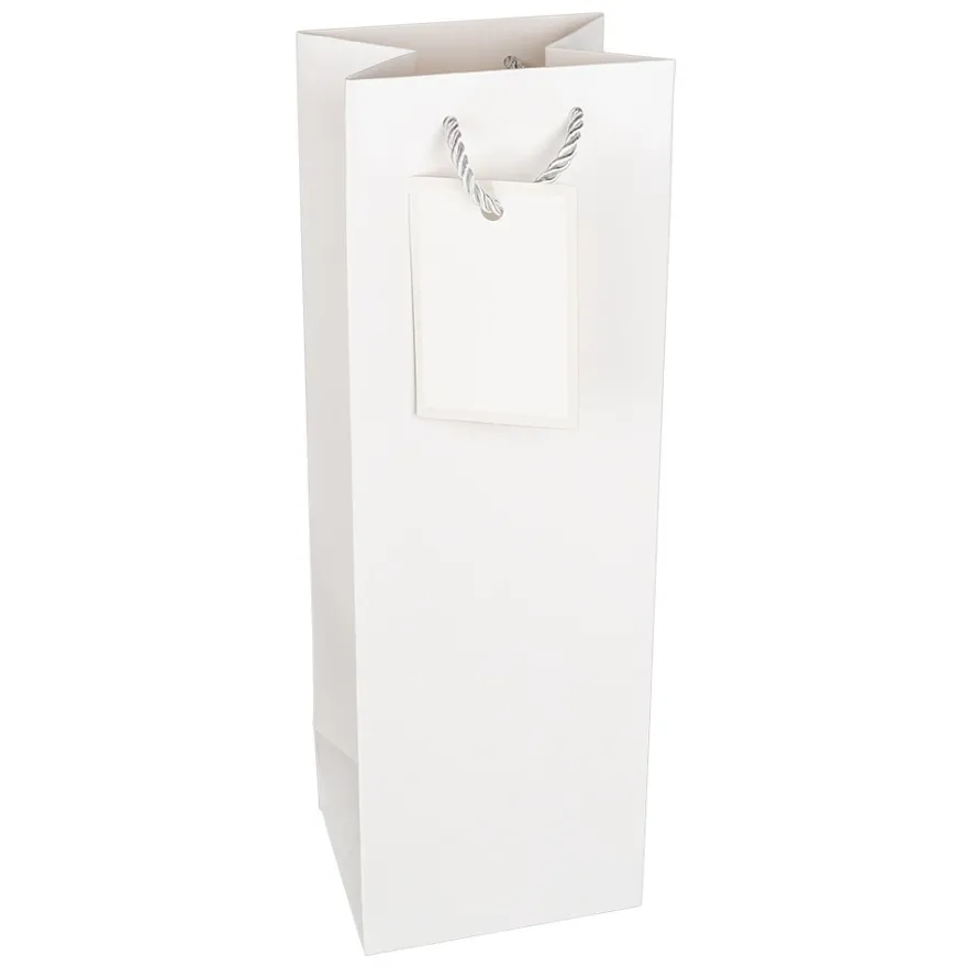 Geschenktaschen für Flaschen, 36cm x 12cm x 10cm, 230g/m², glossy-weiß, 10 Stück