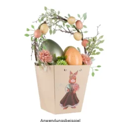Geschenk-Taschen für Pflanzen, 15,5cm x 13cm x 9,5cm, 260g/m², verschiedene Farben, 4 Stück