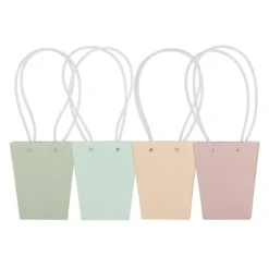 Geschenk-Taschen für Pflanzen, 15,5cm x 13cm x 9,5cm, 260g/m², verschiedene Farben, 4 Stück