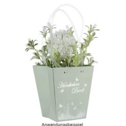 Geschenk-Taschen für Pflanzen, 15,5cm x 13cm x 9,5cm, 260g/m², verschiedene Farben, 4 Stück