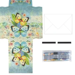 Geschenktaschen-Grußkarte mit Diamond Painting, Schmetterlinge, 16,5cm hoch, inkl. Zubehör