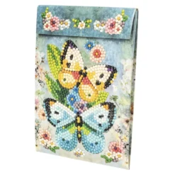 Geschenktaschen-Grußkarte mit Diamond Painting, Schmetterlinge, 16,5cm hoch, inkl. Zubehör