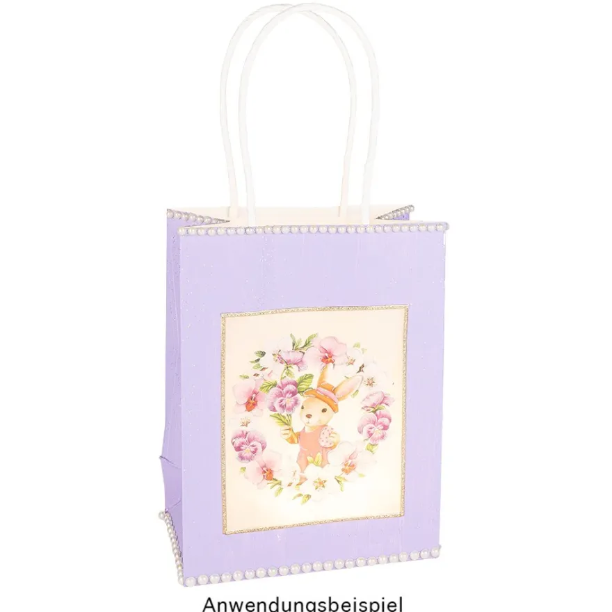 Geschenktaschen mit Folien-Sichtfenster & Henkel, 7,5cm x 12,5cm, 16,5cm, weiß, schwarz, 6 Stück