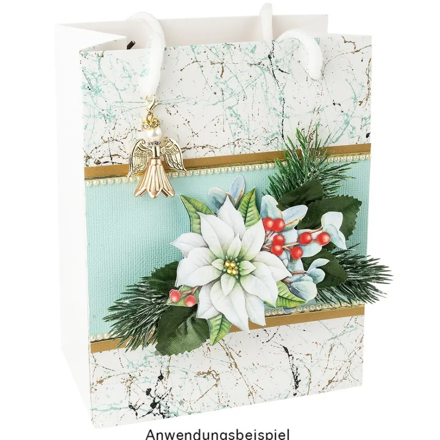 Geschenktaschen mit Henkel, 11cm x 14cm x 6cm, 210 g/m², weiß, 10 Stück
