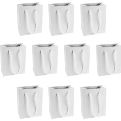Geschenktaschen mit Henkel, 11cm x 14cm x 6cm, 210 g/m², weiß, 10 Stück