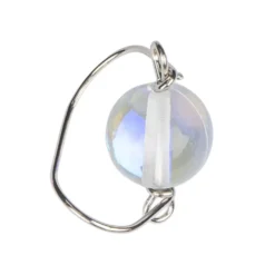 Glas-Anhänger mit Kettelstift, Perle in Drahtspirale, 1,5cm x 1,3cm x 1cm, klar-irisierend, 4 Stück