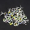 Glas-Anhänger mit Perlenkappe, Eiskristall, 2,7cm x 1,4cm, klar-irisierend, 20 Stück