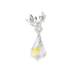 Glas-Anhänger mit Perlenkappe, Tropfen 1, 3,1cm x 1,5cm, facettiert, klar, irisierend, 20 Stück
