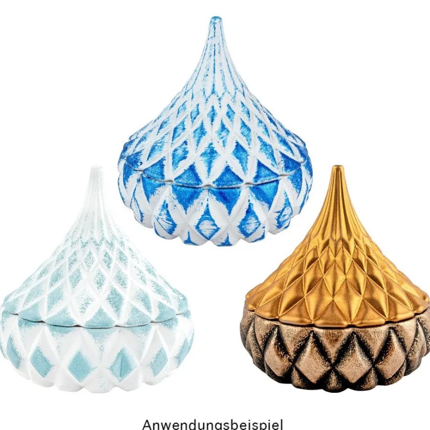 Glas-Bonboniere, facettiert, 2-teilig, Ø 7,5cm, 8,5cm hoch, abnehmbarer Deckel, klar-irisierend