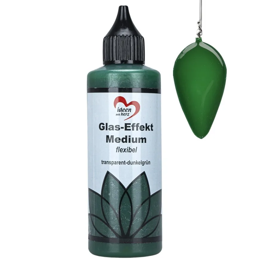 Glas-Effekt-Medium, flexibel, transparent-dunkelgrün, 90ml