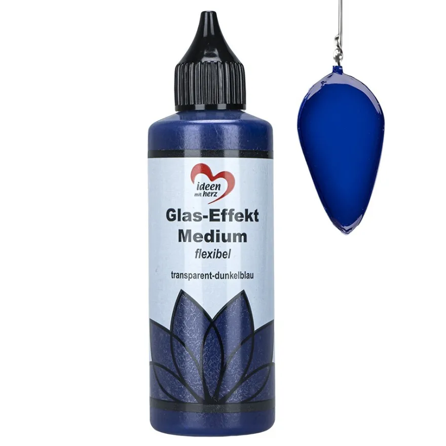 Glas-Effekt-Medium, flexibel, transparent-dunkelblau, 90ml