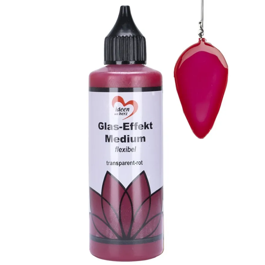 Glas-Effekt-Medium, flexibel, transparent-rot, 90ml