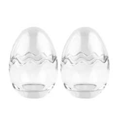 Glas-Eier, 2-teilig, Ø 6,4cm, 9,1cm hoch, abnehmbarer Deckel, klar, 2 Stück