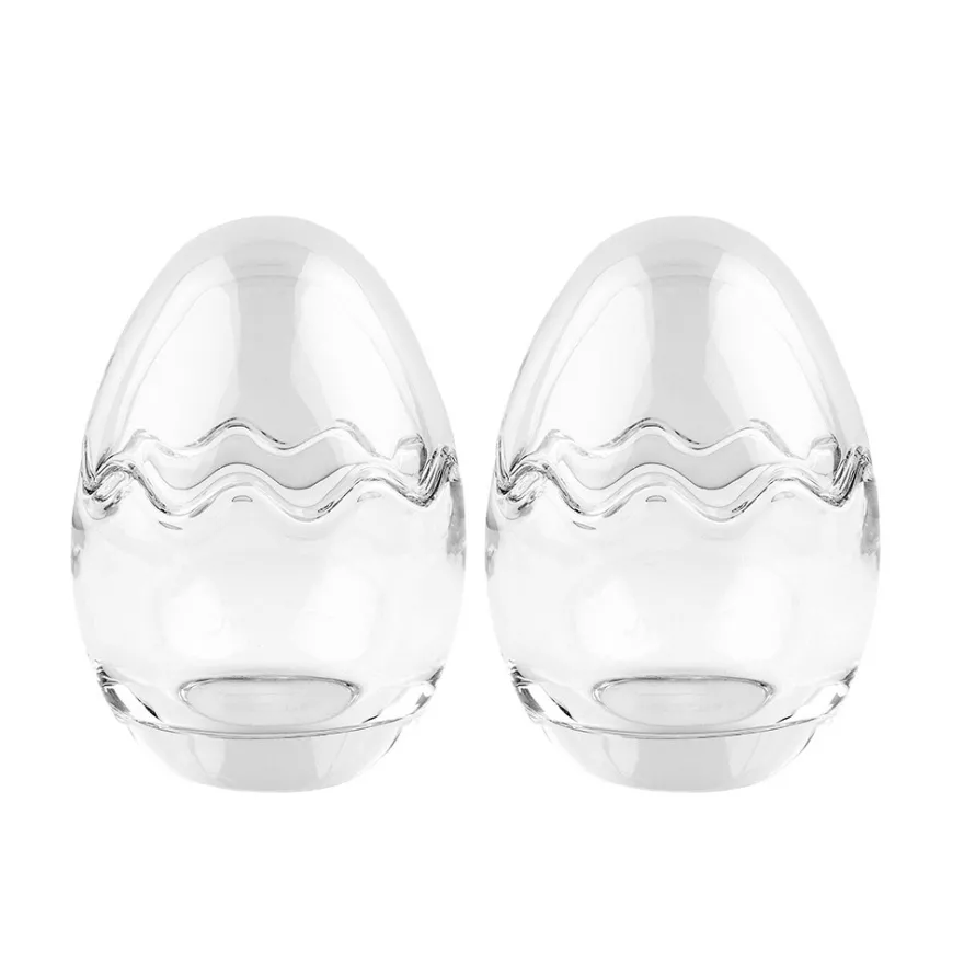 Glas-Eier, 2-teilig, Ø 6,4cm, 9,1cm hoch, abnehmbarer Deckel, klar, 2 Stück