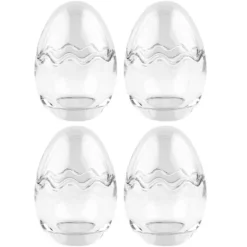 Glas-Eier, 2-teilig, Ø 8,2cm, 11,6cm hoch, abnehmbarer Deckel, klar, 4 Stück