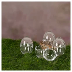 Glas-Eier, 2-teilig, Ø 8,2cm, 11,6cm hoch, abnehmbarer Deckel, klar, 4 Stück