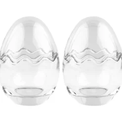 Glas-Eier, 2-teilig, Ø 8,2cm, 11,6cm hoch, abnehmbarer Deckel, klar, 2 Stück