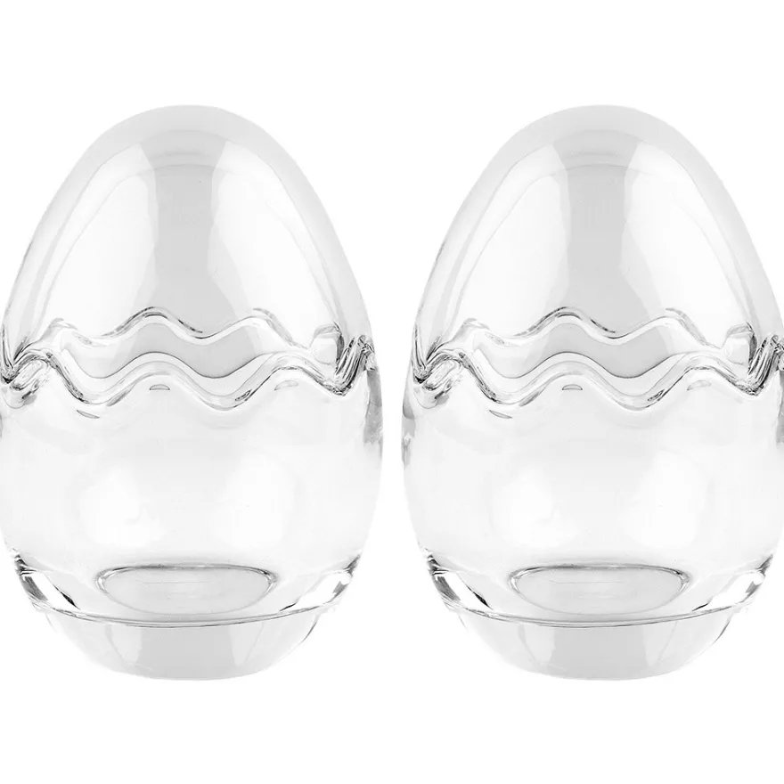 Glas-Eier, 2-teilig, Ø 8,2cm, 11,6cm hoch, abnehmbarer Deckel, klar, 2 Stück