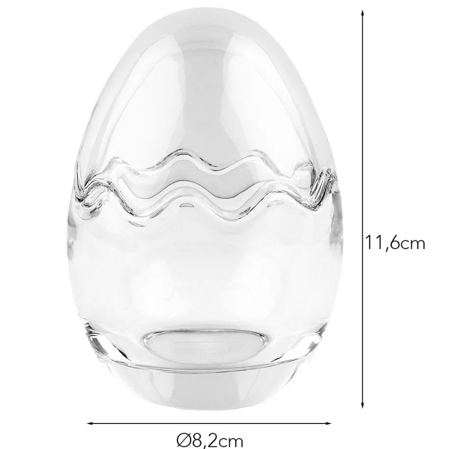 Glas-Eier, 2-teilig, Ø 8,2cm, 11,6cm hoch, abnehmbarer Deckel, klar, 2 Stück
