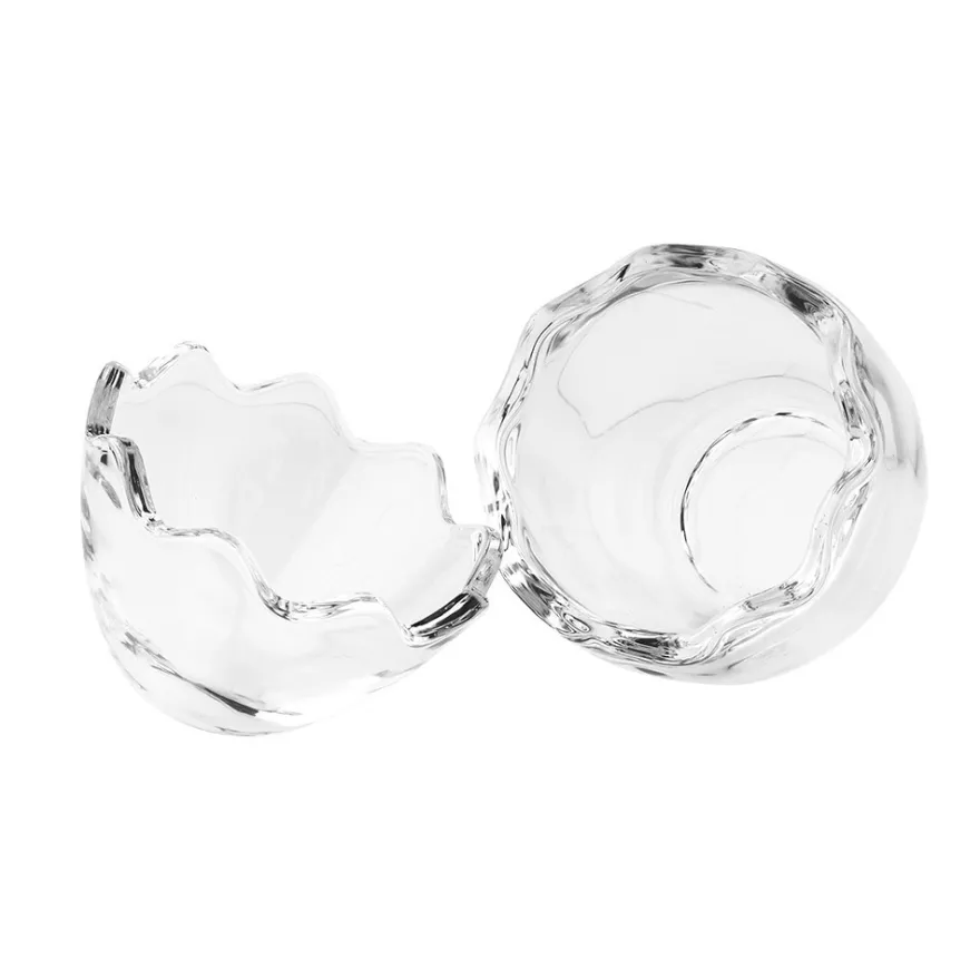 Glas-Ei, 2-teilig, Ø 8cm, 11cm hoch, abnehmbarer Deckel, klar