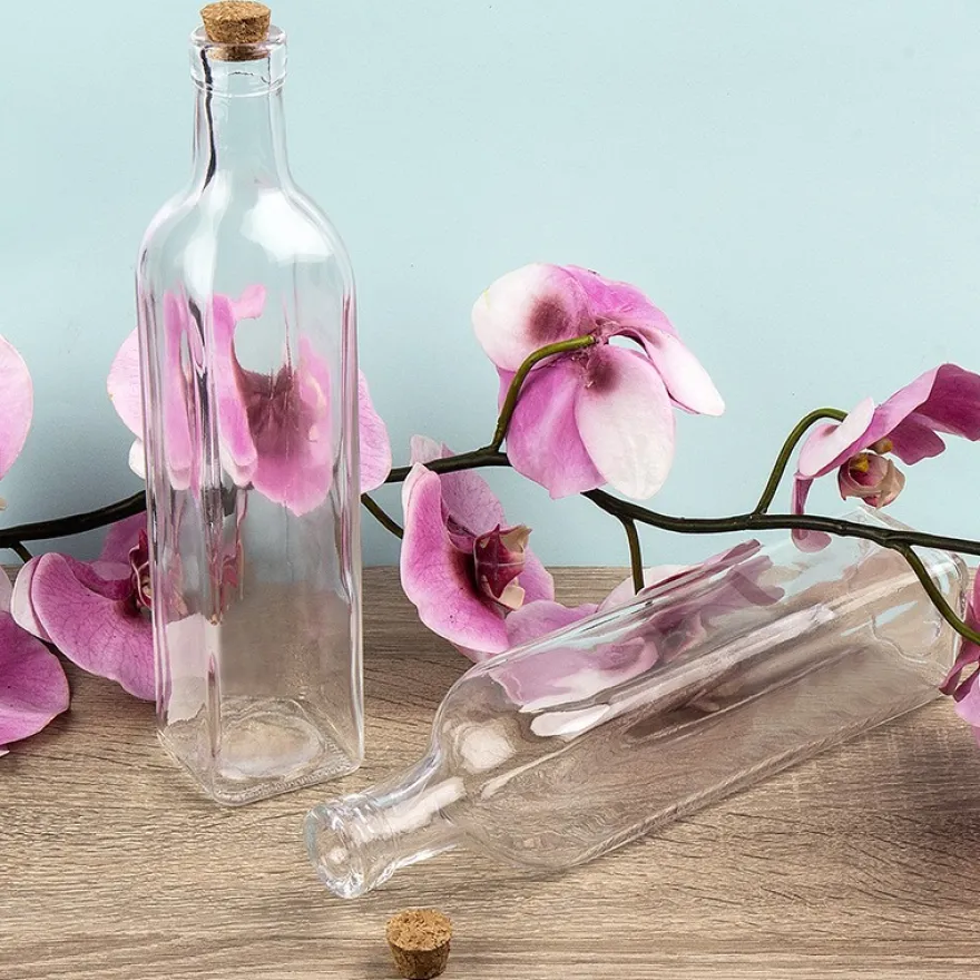 Glasflasche mit Korken, 550ml, 2 Stück