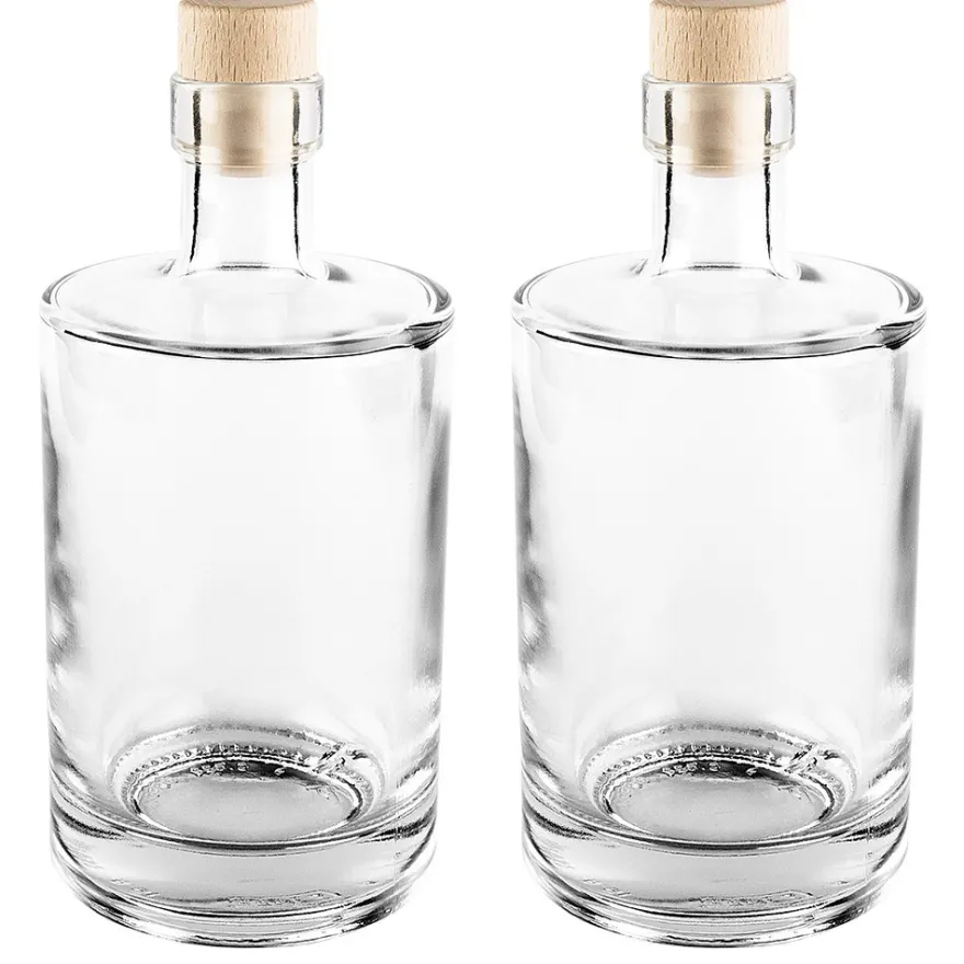 Glasflaschen mit Korken, Ø 8,5cm, 18cm hoch, 500ml, 2 Stück